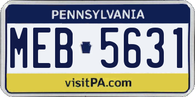 PA license plate MEB5631