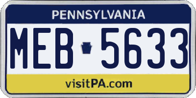 PA license plate MEB5633