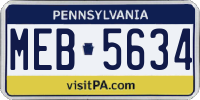 PA license plate MEB5634