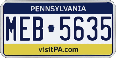 PA license plate MEB5635