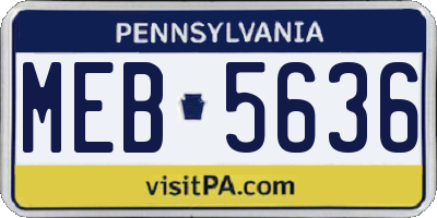 PA license plate MEB5636