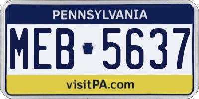 PA license plate MEB5637