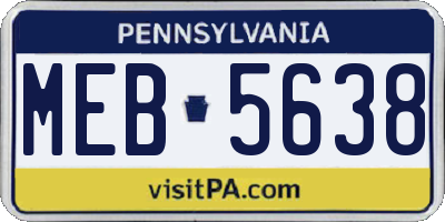 PA license plate MEB5638