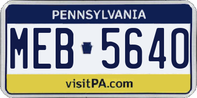 PA license plate MEB5640