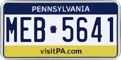 PA license plate MEB5641