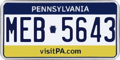 PA license plate MEB5643