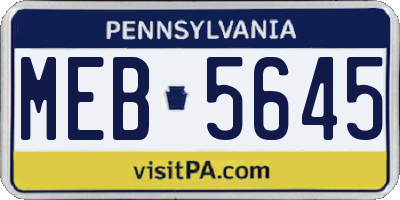 PA license plate MEB5645