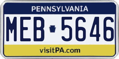 PA license plate MEB5646