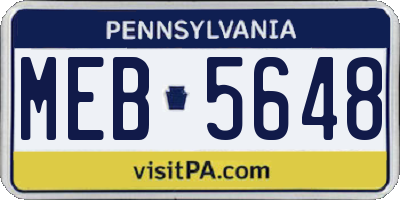 PA license plate MEB5648