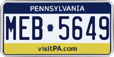 PA license plate MEB5649