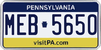 PA license plate MEB5650