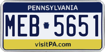PA license plate MEB5651