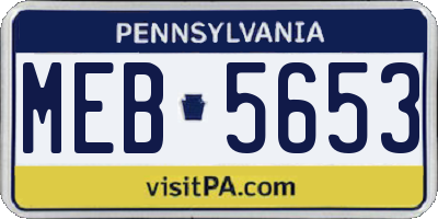 PA license plate MEB5653