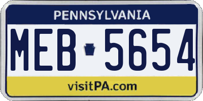 PA license plate MEB5654