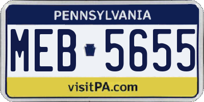 PA license plate MEB5655