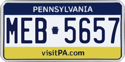 PA license plate MEB5657
