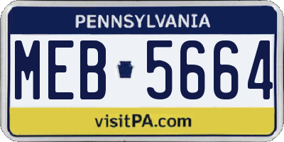 PA license plate MEB5664