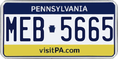 PA license plate MEB5665