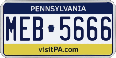 PA license plate MEB5666