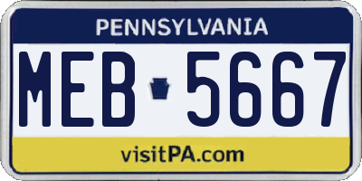 PA license plate MEB5667