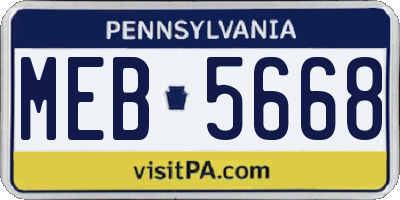 PA license plate MEB5668