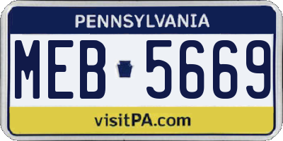 PA license plate MEB5669
