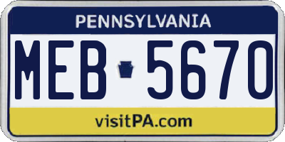 PA license plate MEB5670