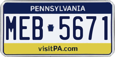 PA license plate MEB5671