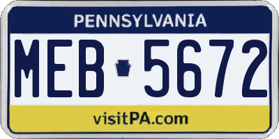 PA license plate MEB5672