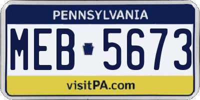 PA license plate MEB5673