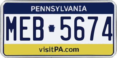 PA license plate MEB5674