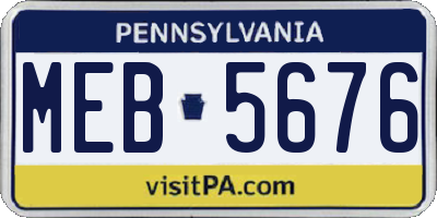PA license plate MEB5676
