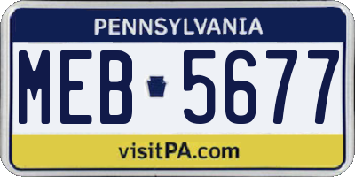 PA license plate MEB5677