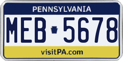PA license plate MEB5678