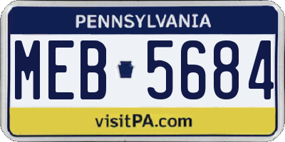 PA license plate MEB5684