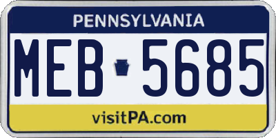 PA license plate MEB5685