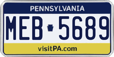 PA license plate MEB5689