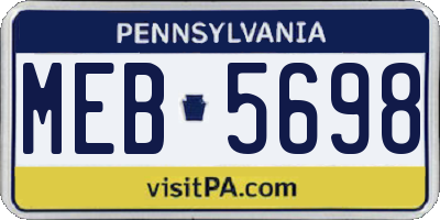 PA license plate MEB5698
