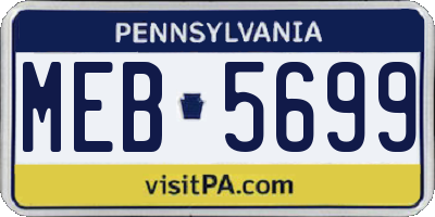 PA license plate MEB5699
