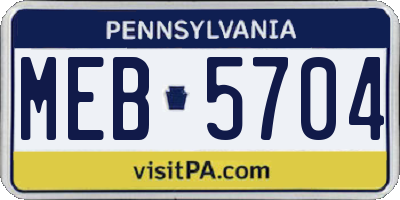 PA license plate MEB5704