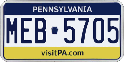 PA license plate MEB5705