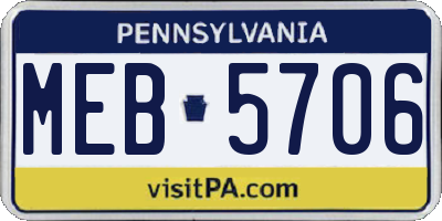 PA license plate MEB5706