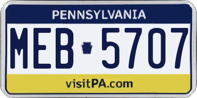 PA license plate MEB5707