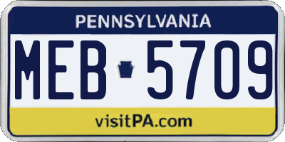 PA license plate MEB5709