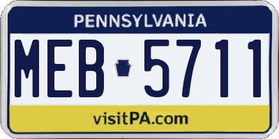 PA license plate MEB5711