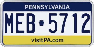 PA license plate MEB5712