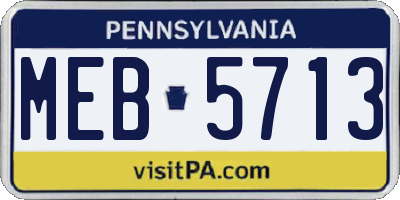 PA license plate MEB5713