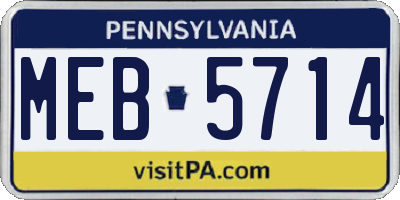 PA license plate MEB5714