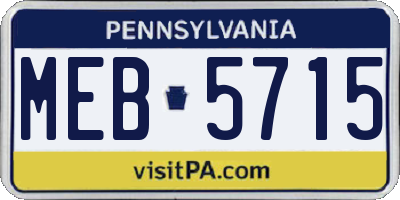 PA license plate MEB5715