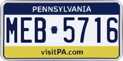 PA license plate MEB5716